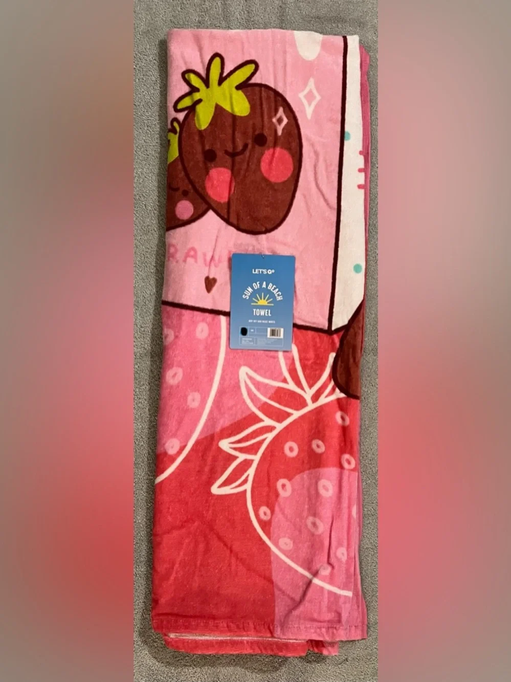 Cute Strawberry Milk Character Beach Towel